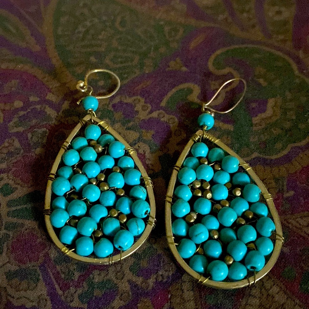 Anthropologie Turquoise Drop Earrings